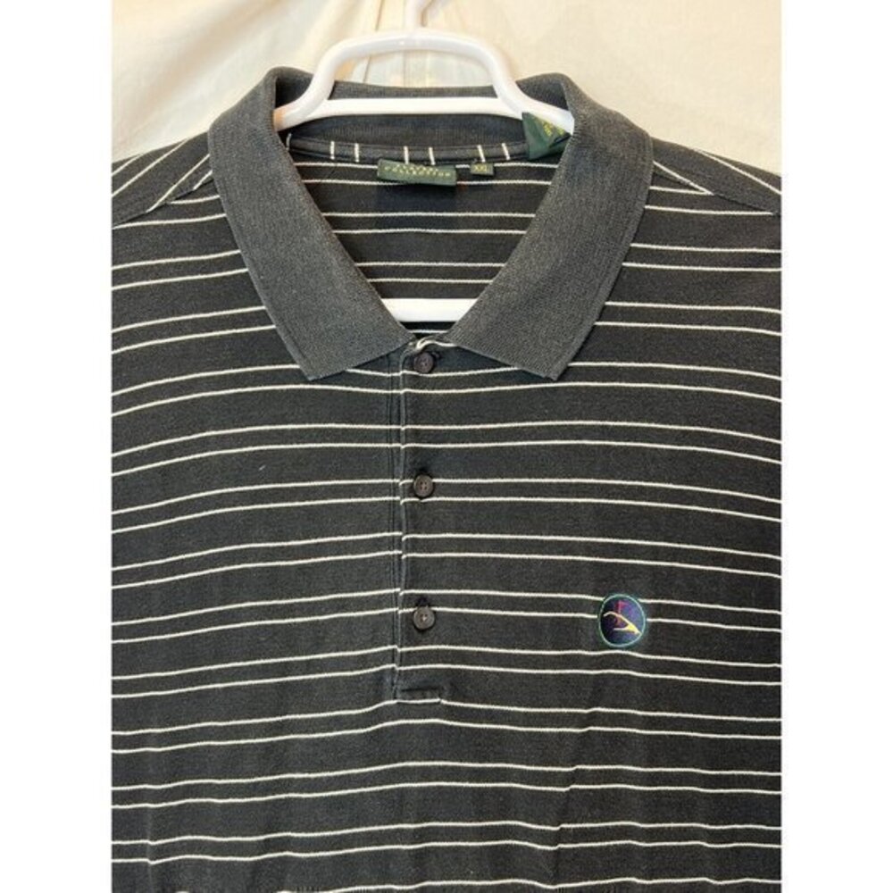 Bobby Jones Players Collection XXL Black & White Stripe Polo Golf Club Logo